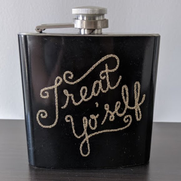 Other - Treat Yo'Self Black and Gold 6 oz Flask